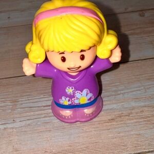 Fisher-Price Little People Girl Figure Kids OS Purple Good Blonde Floral FHF34